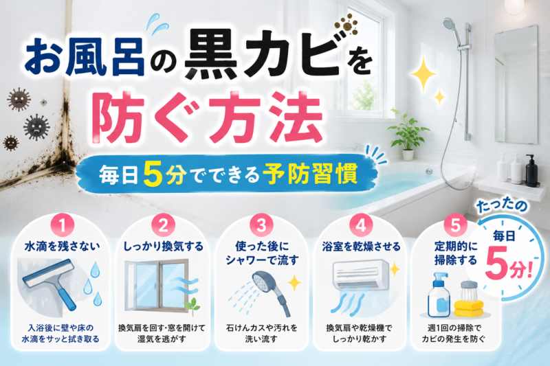 お風呂の黒カビを防ぐ方法｜毎日5分でできる予防習慣