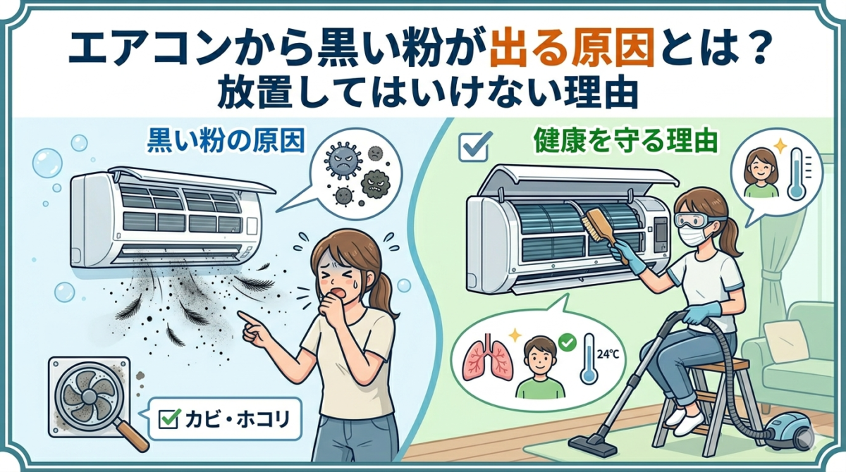 エアコンから黒い粉が出る原因とは？放置してはいけない理由