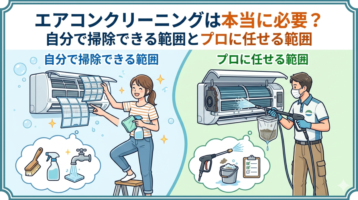 エアコンクリーニングは本当に必要？自分で掃除できる範囲とプロに任せる範囲